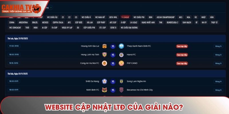 Website cập nhật LTĐ của giải nào?